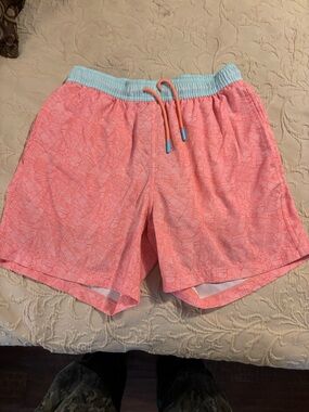 The Southern Shirt Company Pink Swim Trunks with Light Blue Waistband